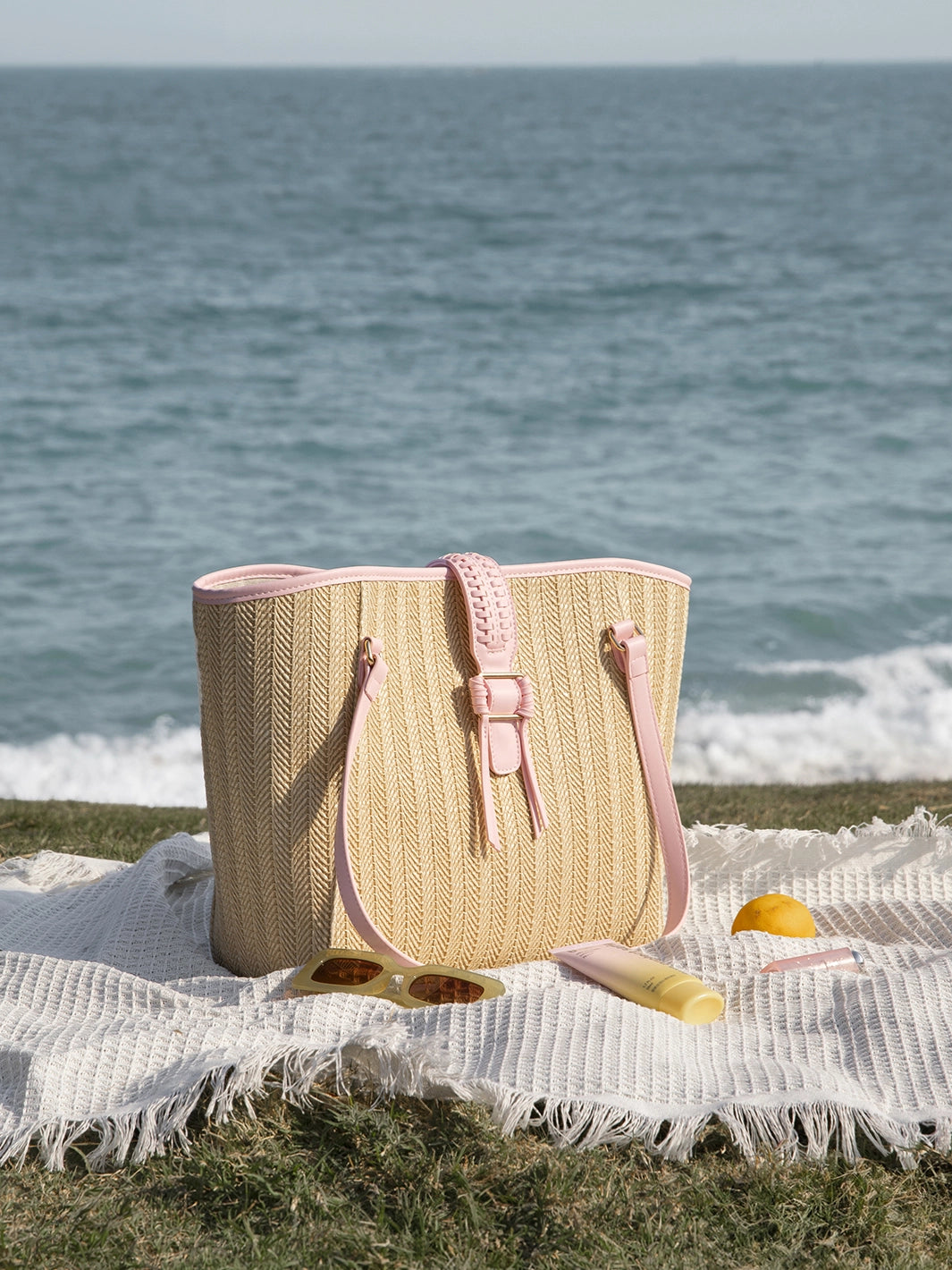 Marina Raffia Straw Tote Bag