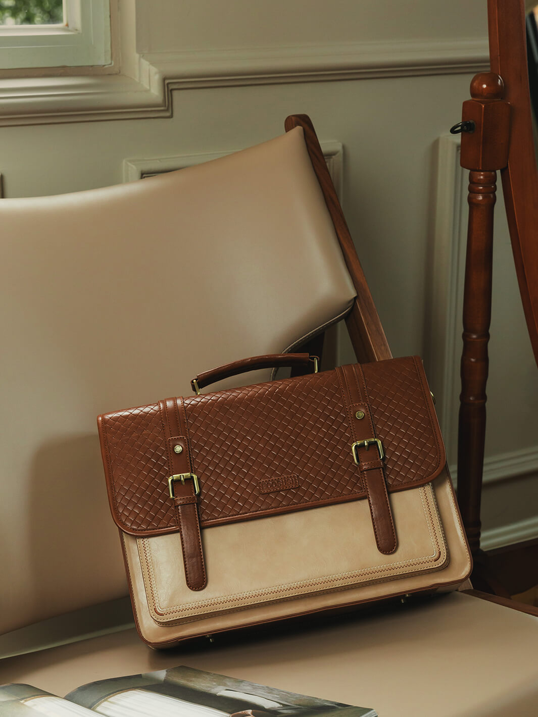 Dolce Weave Vegan Leather 15.6-Inch Briefcase