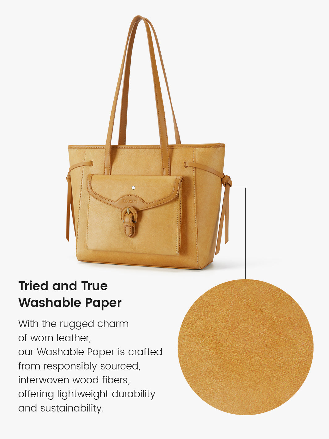 Chic Washable Paper Tote - Evelina’s Timeless Design for Casual & Work Bags-Amber Orange