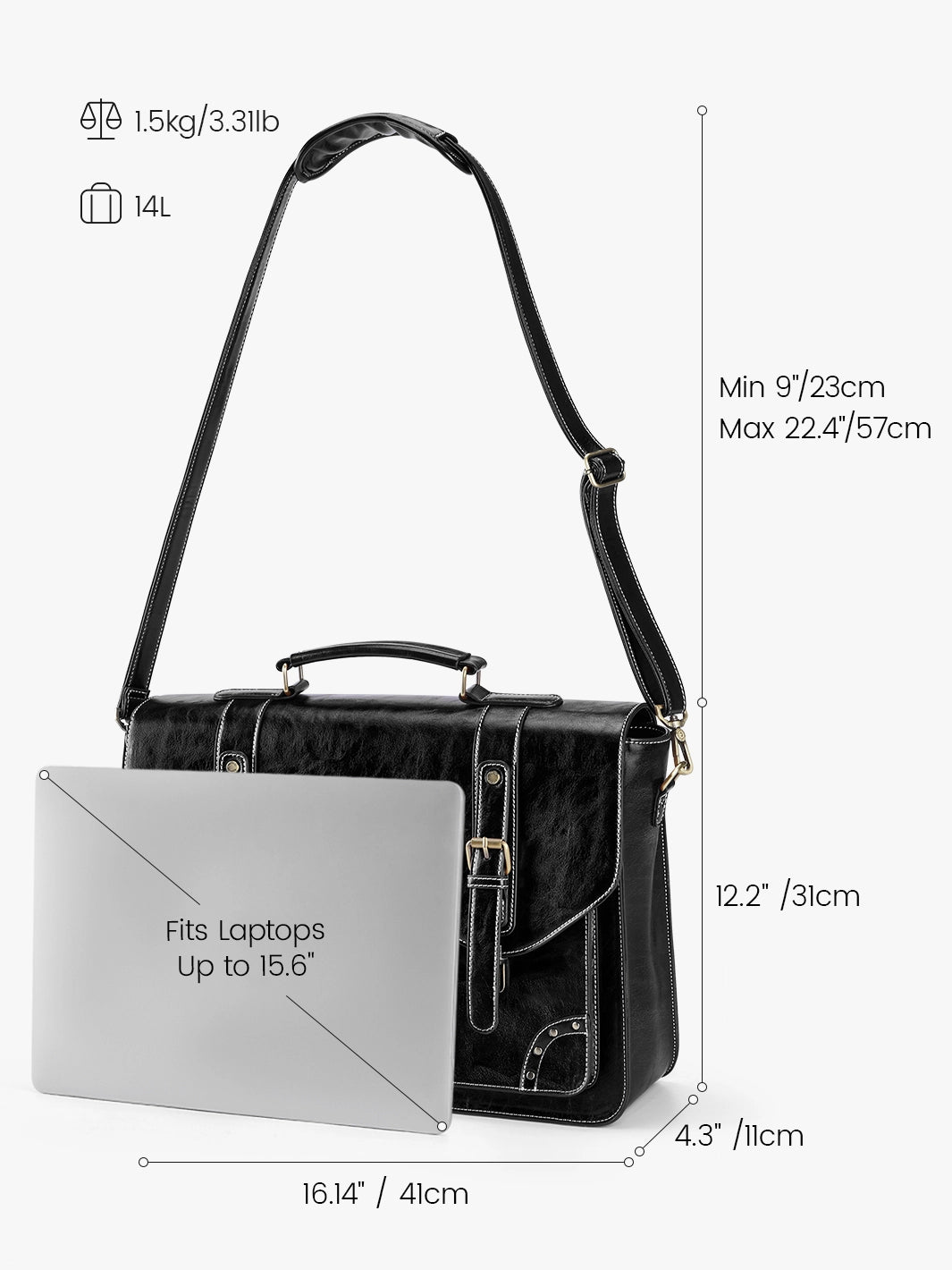 Wilder Vintage Rivet 15.6-Inch Briefcase