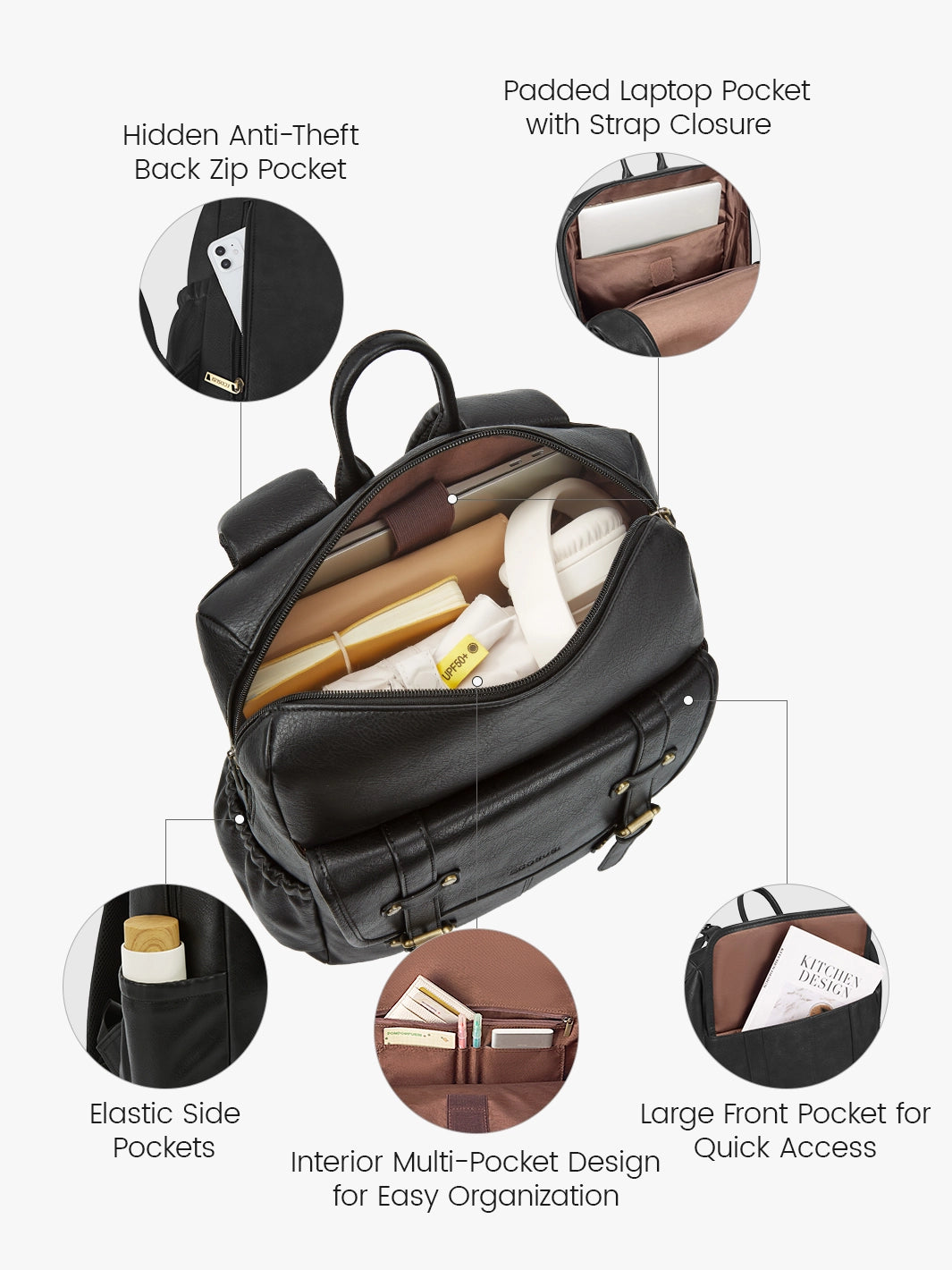 Scarlett Flip Zipper Vegan 15.6-Inch Backpack