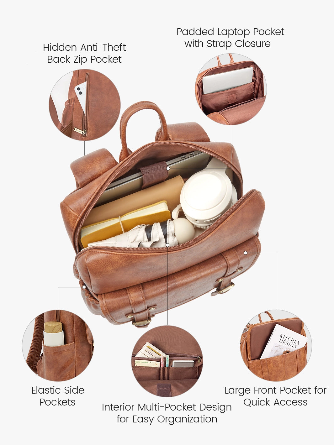 Scarlett Flip Zipper Vegan 15.6-Inch Backpack