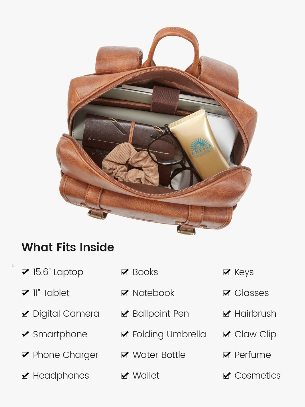 Scarlett Flip Zipper Vegan 15.6-Inch Backpack