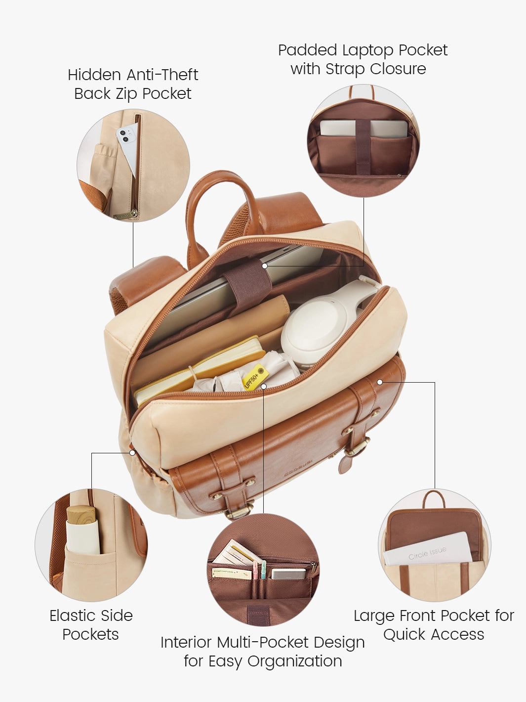 Scarlett Flip Zipper Vegan 15.6-Inch Backpack