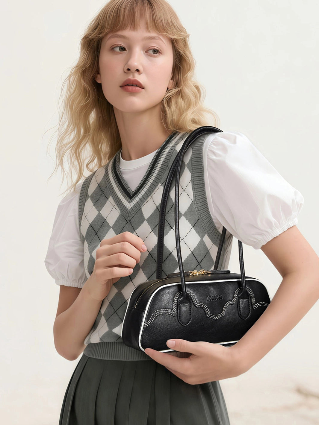 Evelyn Vegan Leather Baguette Bag