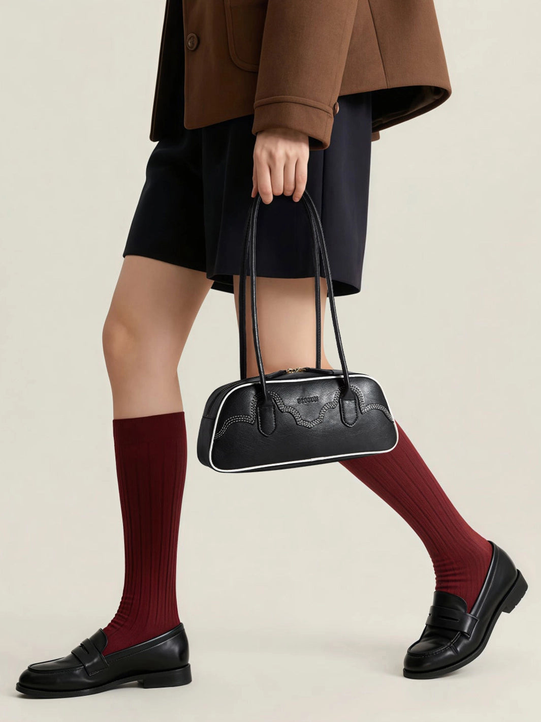 Evelyn Vegan Leather Baguette Bag