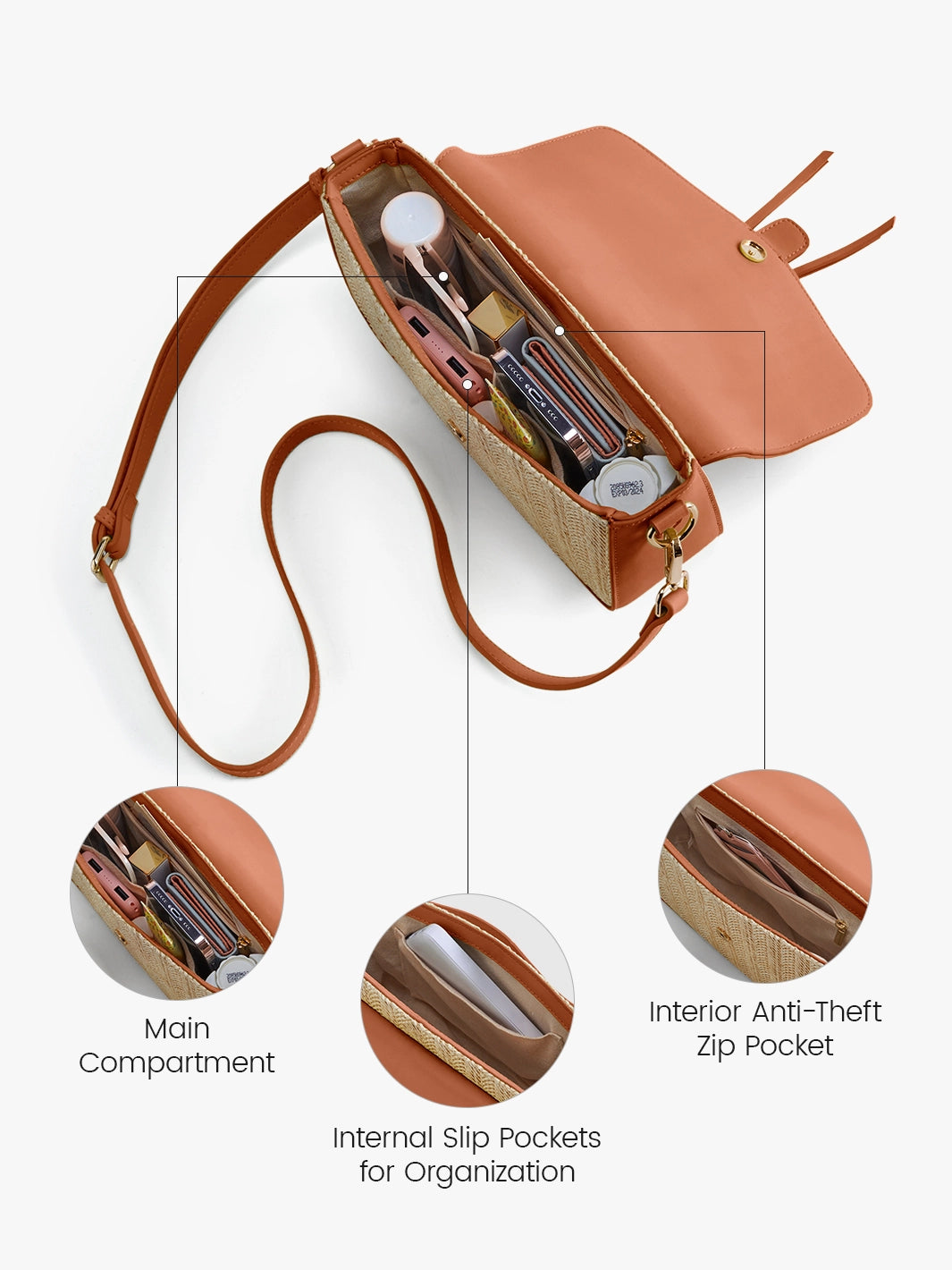 Marina Raffia Straw Crossbody Bag