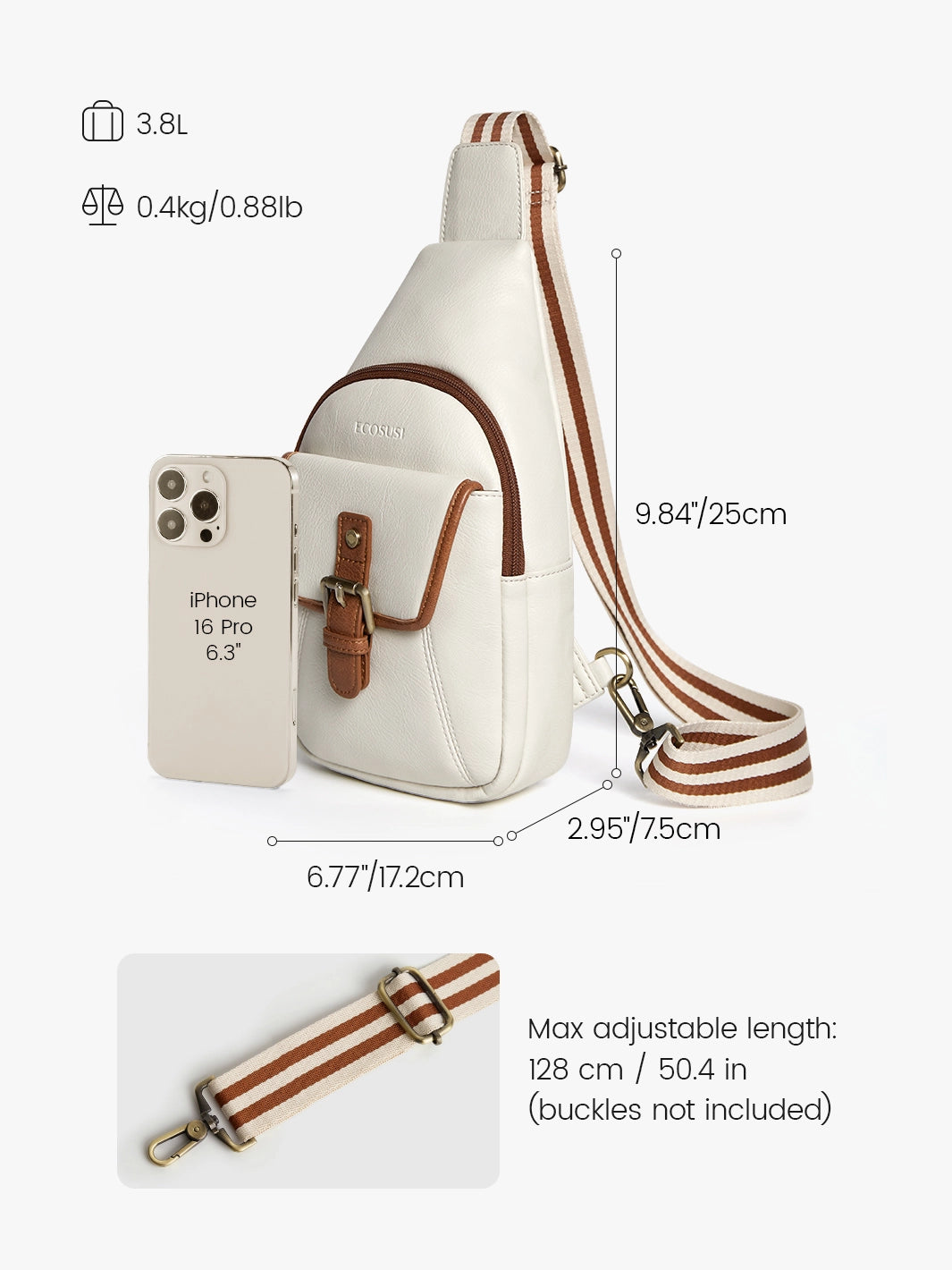 Vintage Leather Sling Bag with Guitar Strap