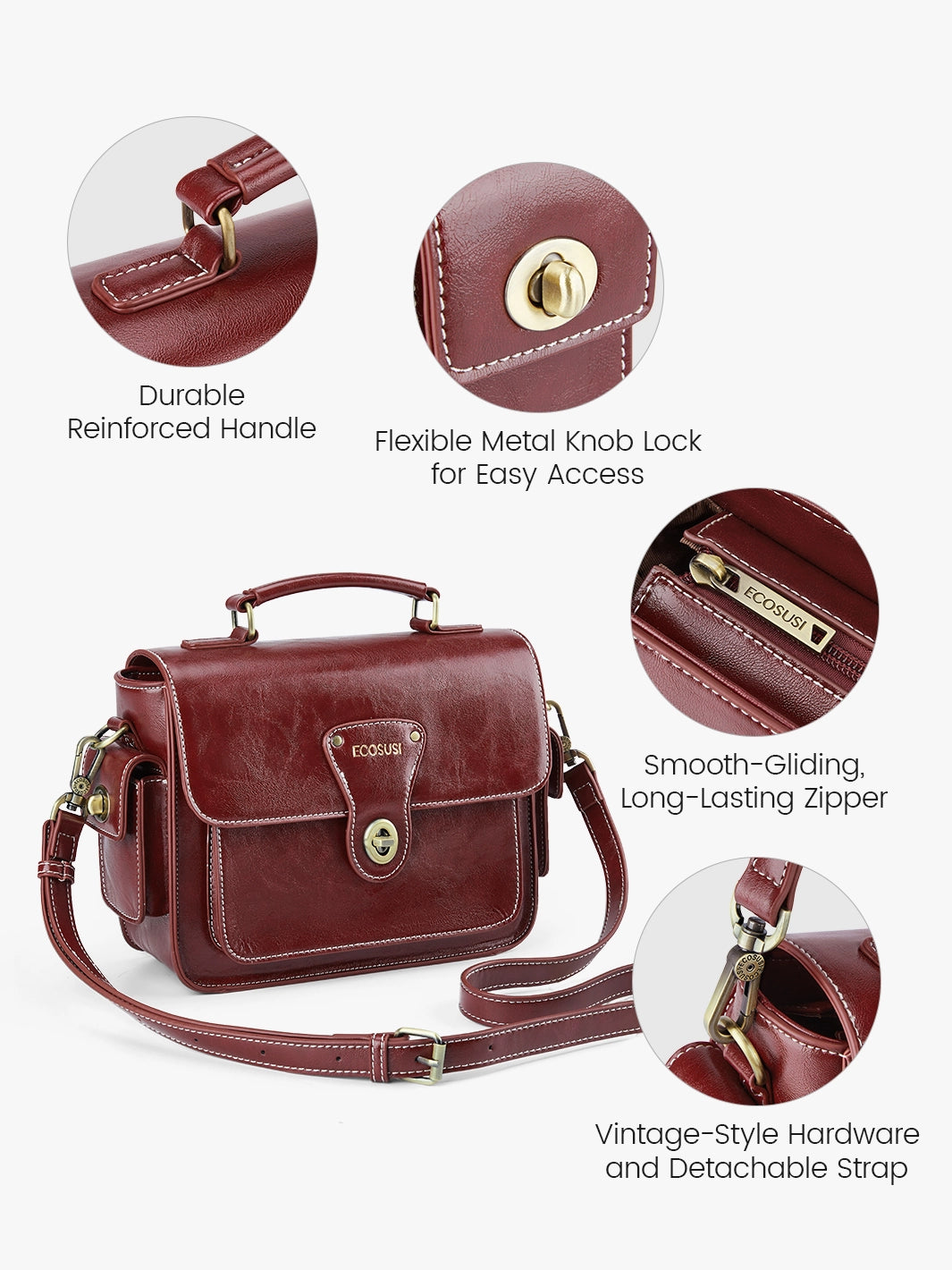 Alison Vintage Vegan Leather Crossbody Bag