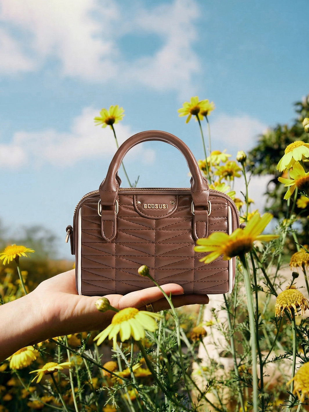 Elise Quilted Mini Boston Bag