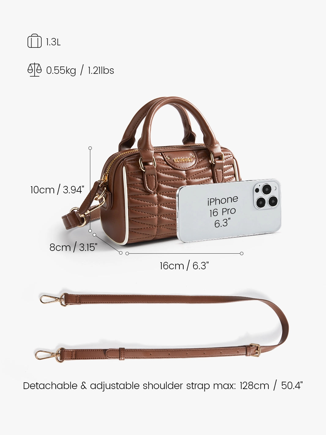 Elise Quilted Mini Boston Bag