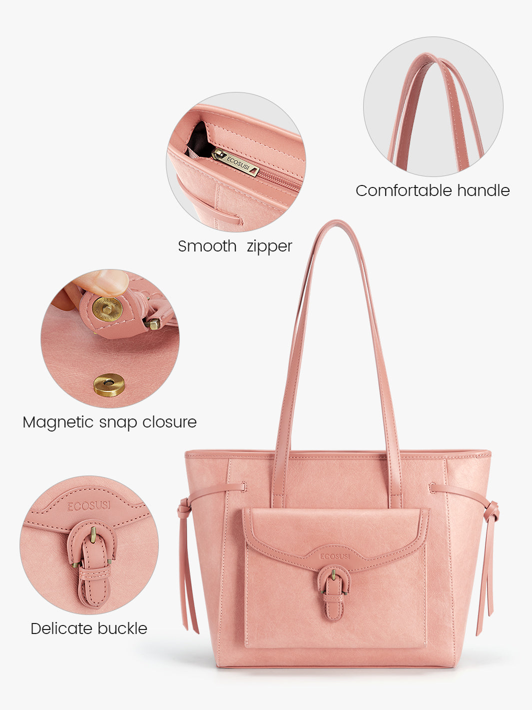 Eco-Conscious Evelina Tote - Ideal for Groceries, Work, and Everyday Use-Pink