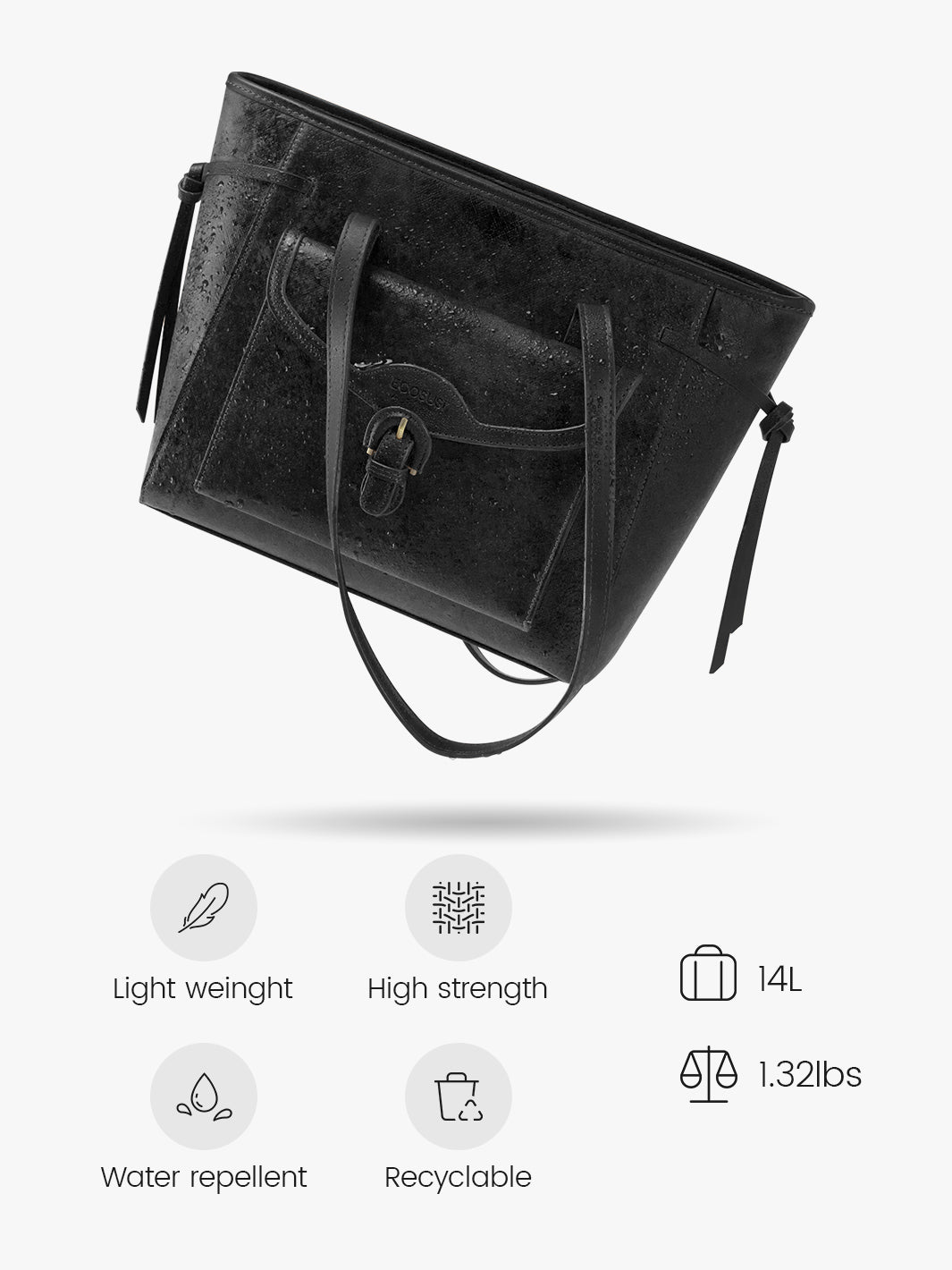 Evelina Reusable Tote Bag - Water-Resistant, Eco-Friendly, and Minimalist Design-Black