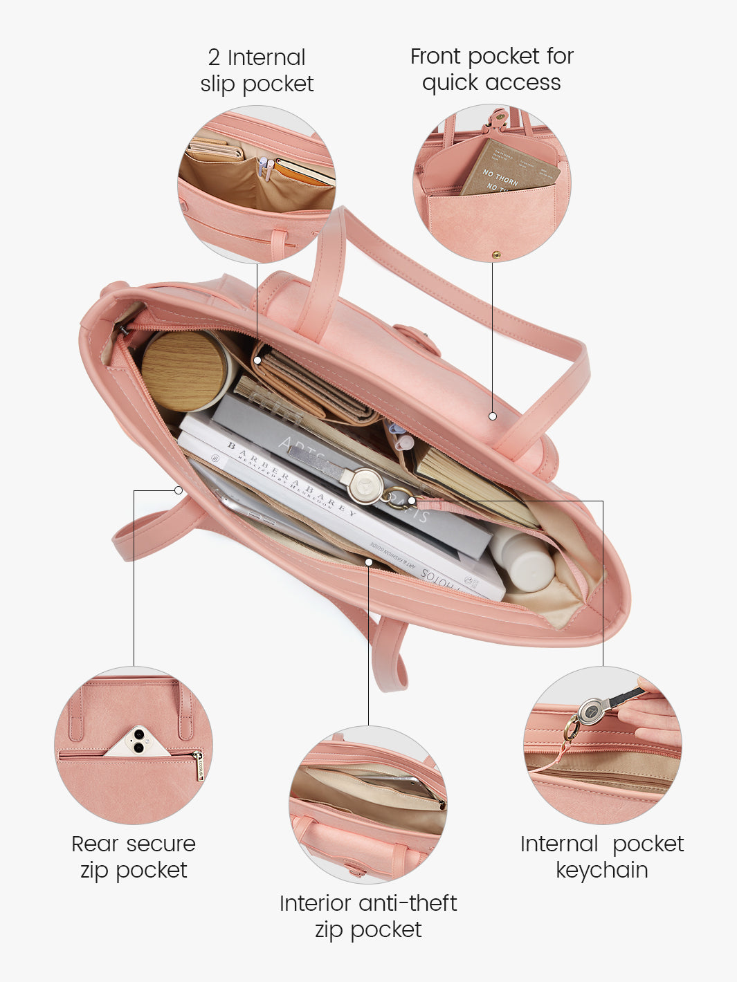 Lightweight Washable Paper Tote - Evelina’s Classic Collection for Beach & Travel-Pink