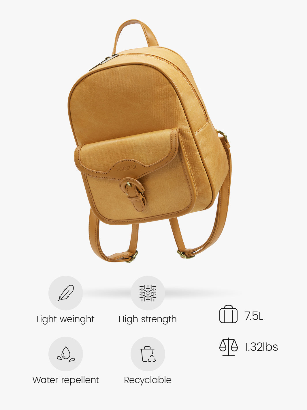 Stylish Washable Paper Backpack for Teens - Evelina’s Eco-Friendly & Vegan Style-Amber Orange