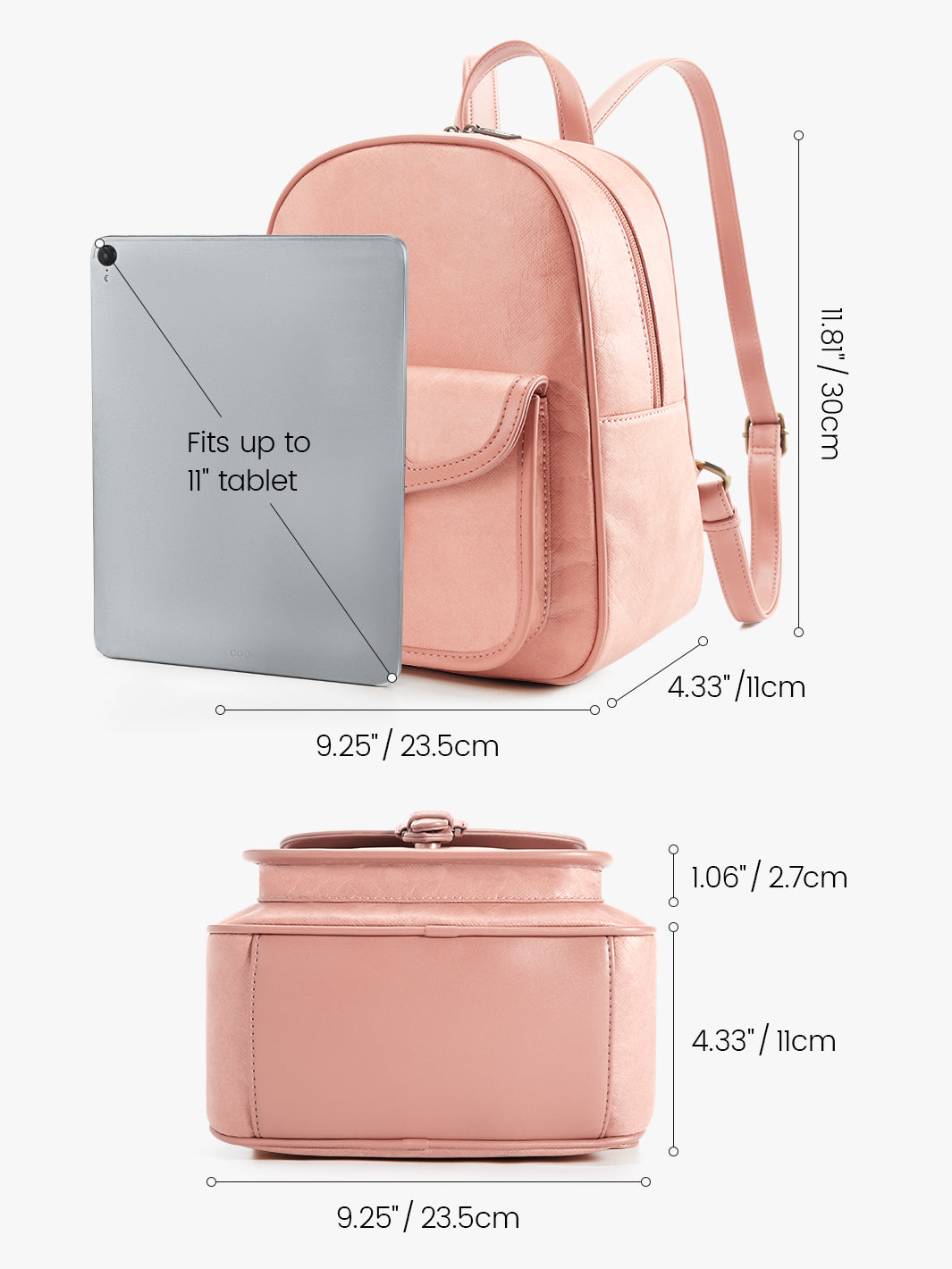 Sustainable Mini Backpack for Travel - Evelina’s Washable Paper Vegan Design-Pink