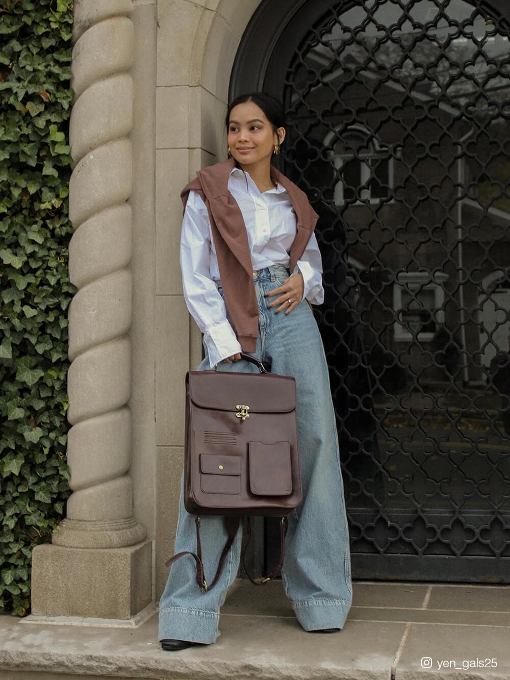 Vintage Leather Coffee Backpack for Outdoor: Stylish & Practical