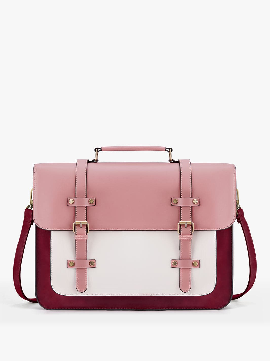 Sombre Vintage 15.6 inch Stylish Roomy Briefcase for Women in Pink - Ecosusi