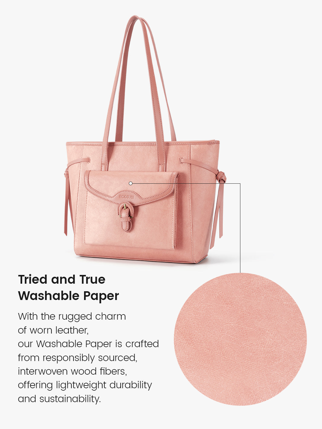 Chic Washable Paper Tote - Evelina’s Timeless Design for Casual & Work Bags-Amber Orange-Pink