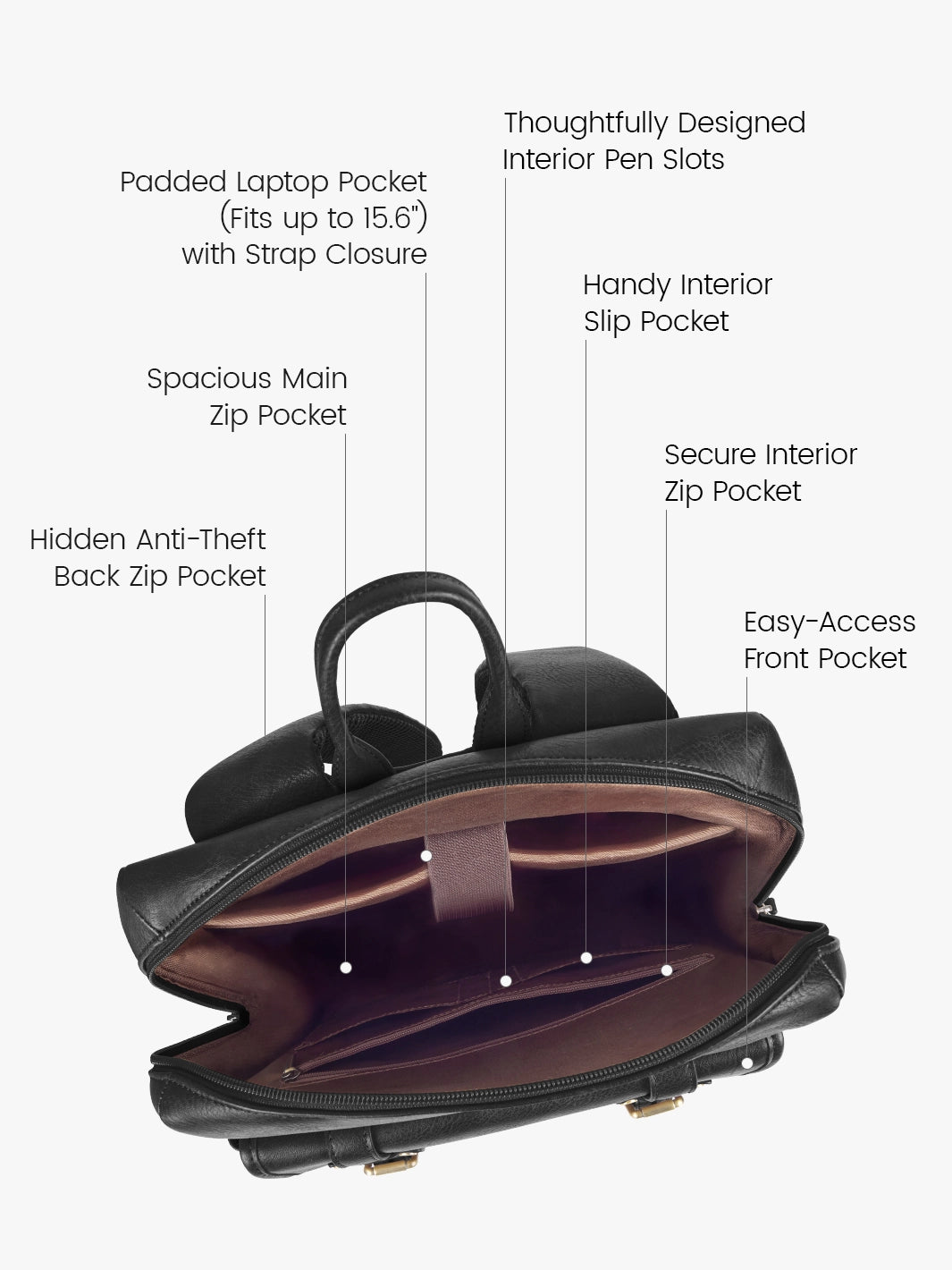 Scarlett Flip Zipper Vegan 15.6-Inch Backpack