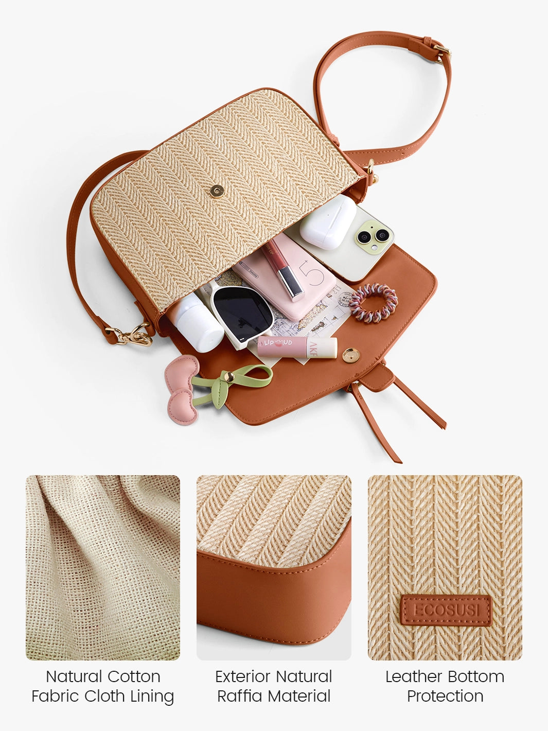 Marina Raffia Straw Crossbody Bag