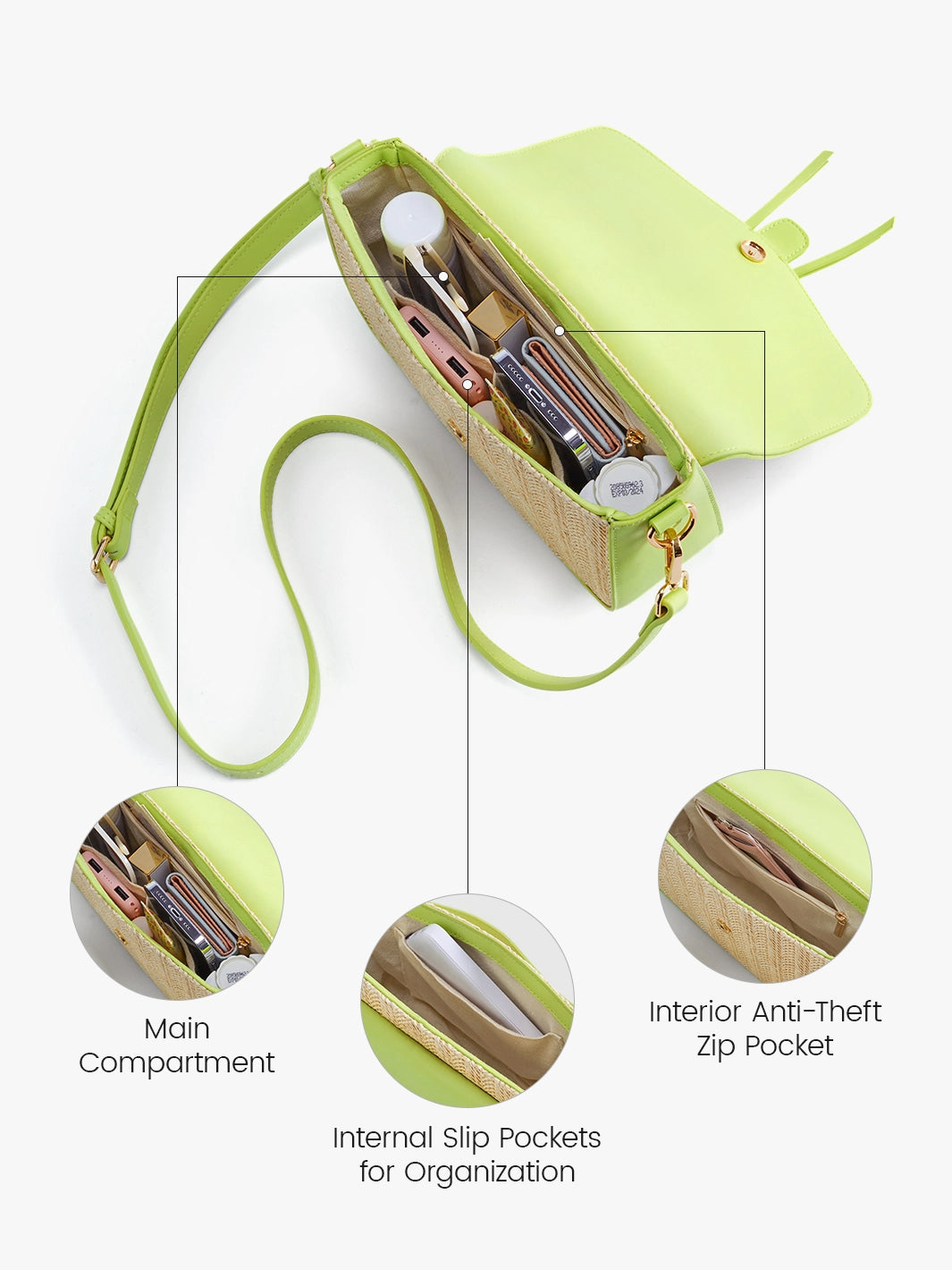 Marina Raffia Straw Crossbody Bag