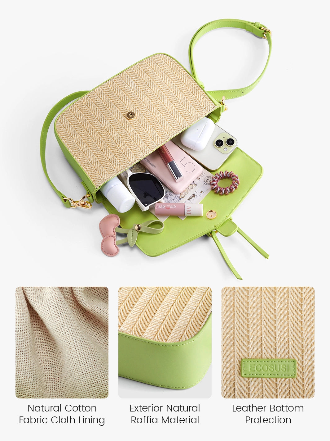 Marina Raffia Straw Crossbody Bag