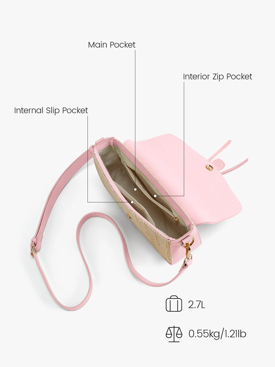 Marina Raffia Straw Crossbody Bag