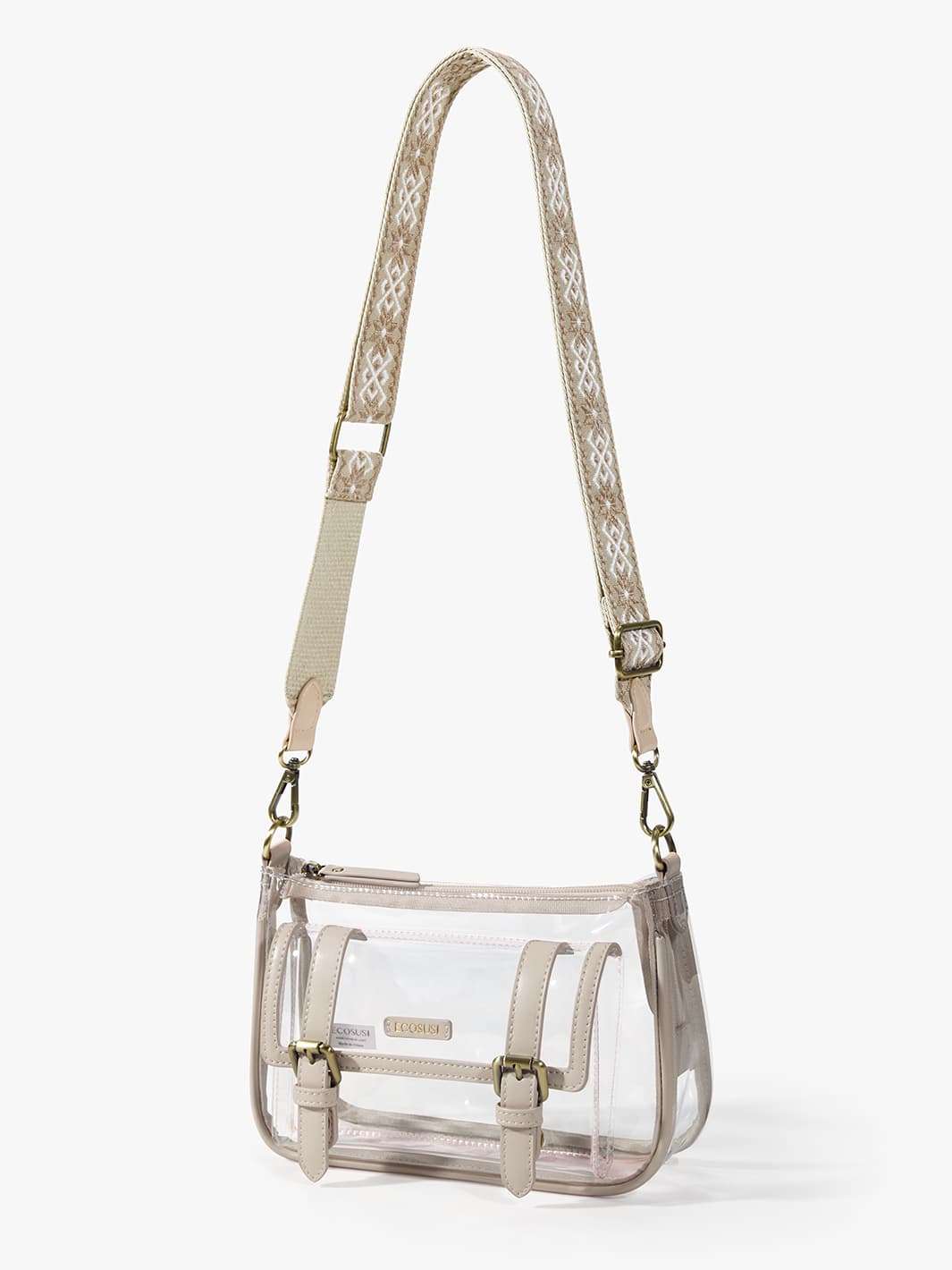 Clear Crossbody Bag Designer for Sporting Events - ECOSUSI Khaki Bag