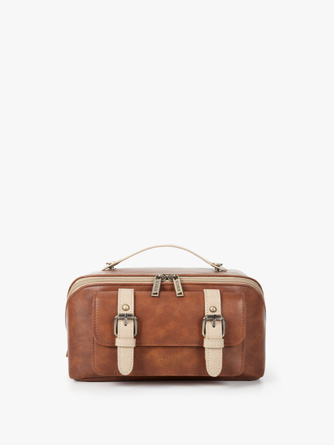 Elena large cosmetic makeup bag-brown