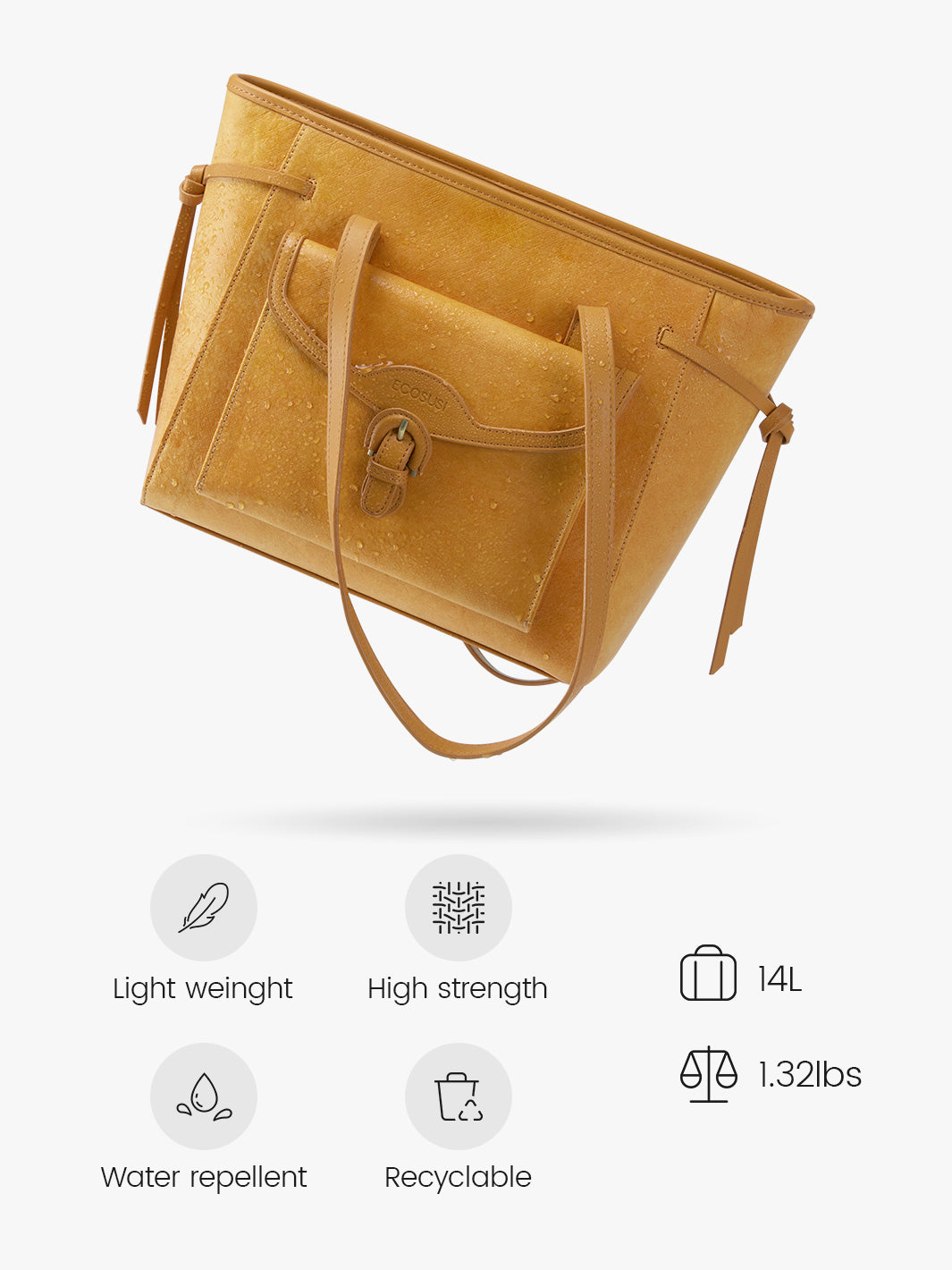 Evelina Reusable Tote Bag - Water-Resistant, Eco-Friendly, and Minimalist Design-Amber Orange