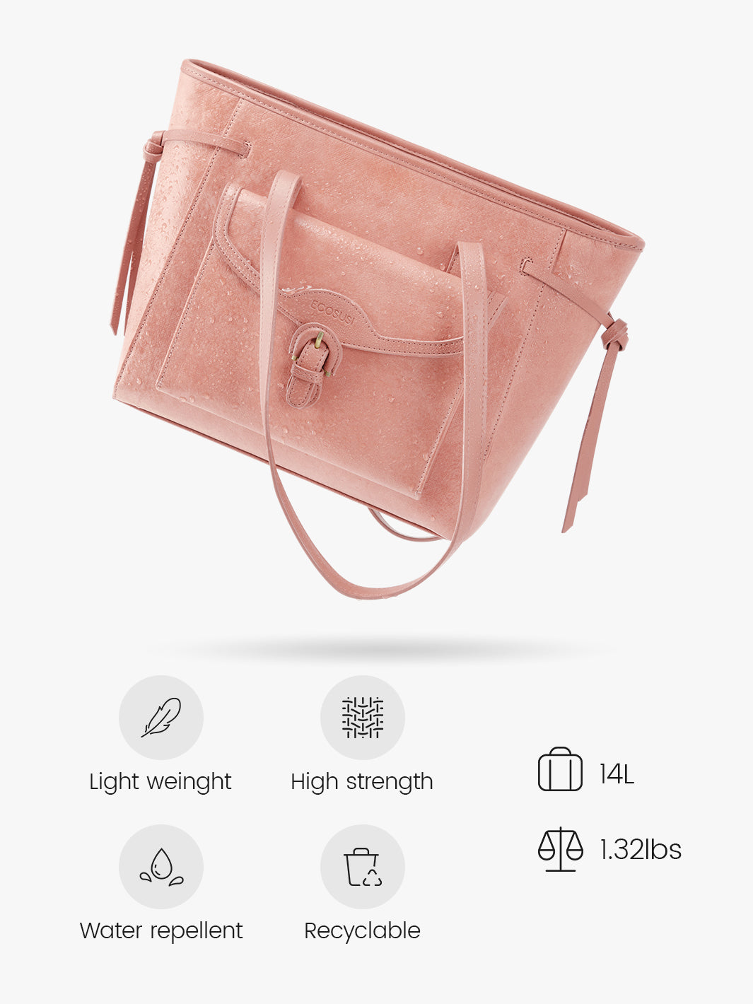 Evelina Reusable Tote Bag - Water-Resistant, Eco-Friendly, and Minimalist Design-Pink