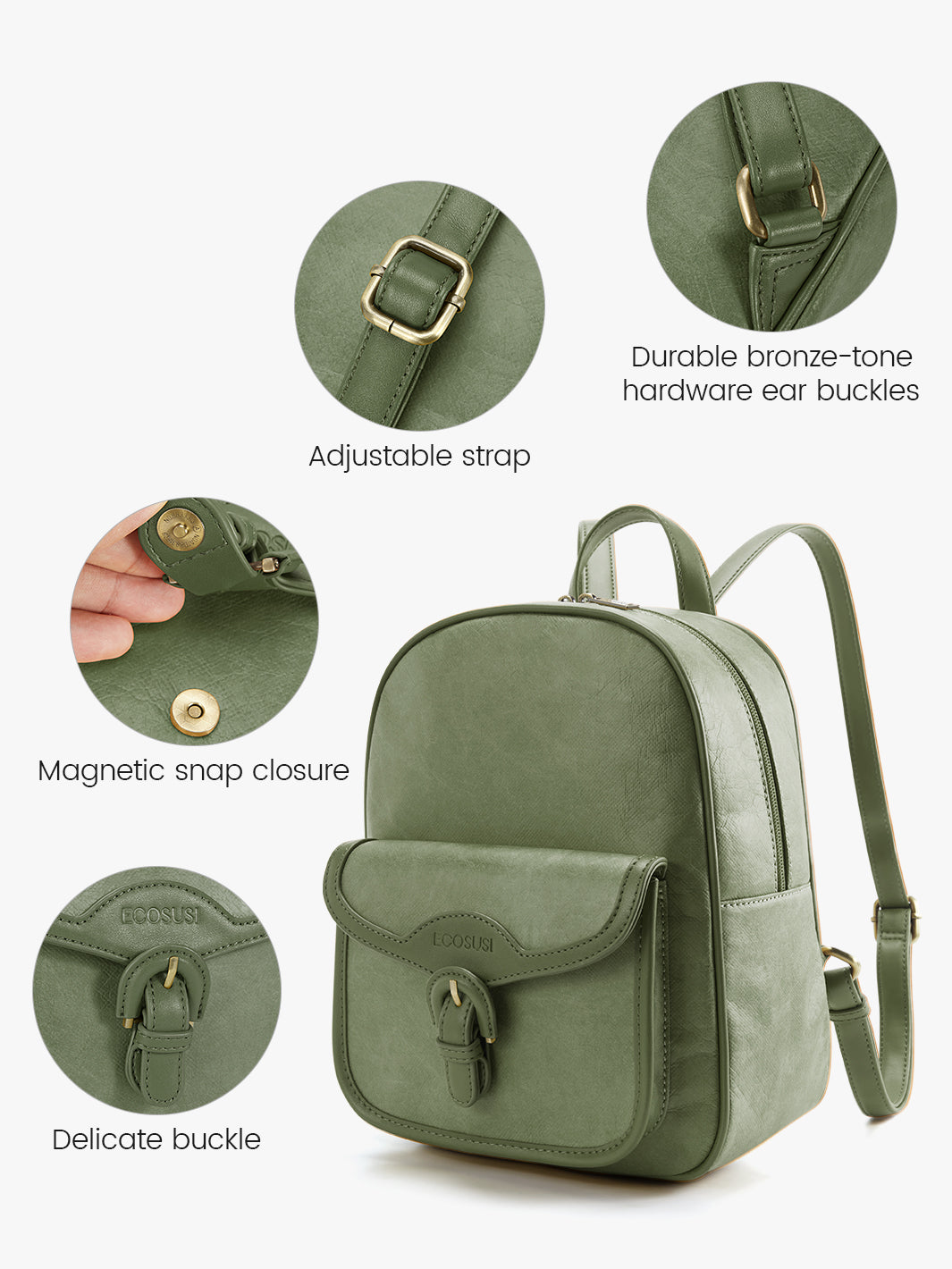 Stylish Washable Paper Backpack for Teens - Evelina’s Eco-Friendly & Vegan Style-Olive Green