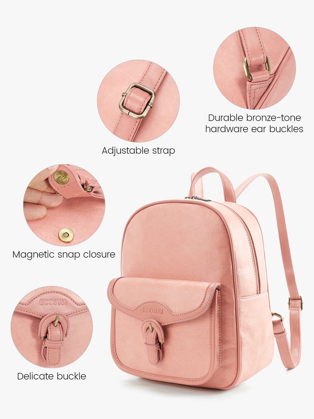 Stylish Washable Paper Backpack for Teens - Evelina’s Eco-Friendly & Vegan Style-Pink